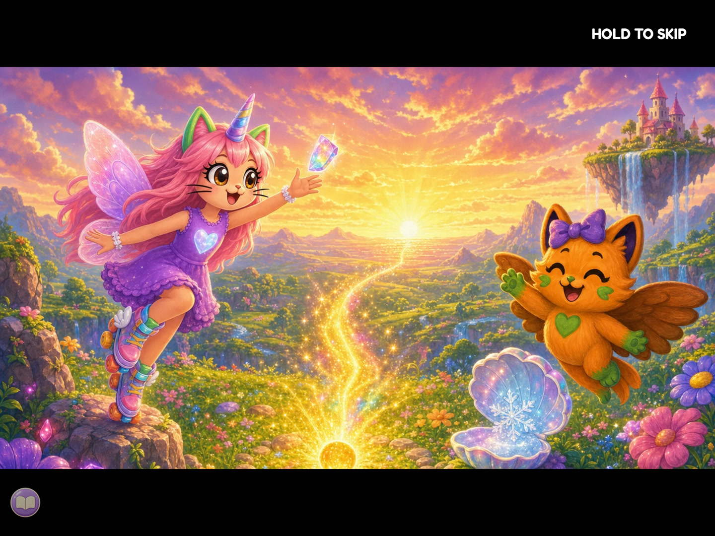 Actual story scene: an illustrated, narrated chapter in Charlotte and Peanut’s adventure